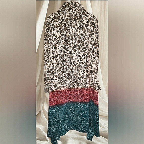 Animal Print Boho XL Asymmetrical Hemline Slip-On Artisy Lagenlook Tunic New - Picture 4 of 9